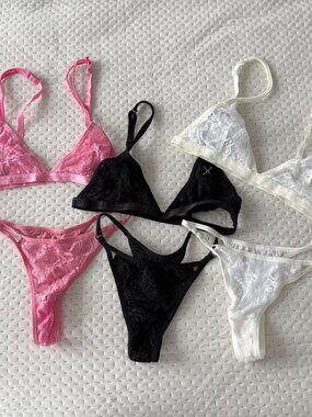 BOUTINE LA 3 FULL LACE LINGERIE SET SMALL PINK WHITE BLACK